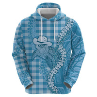 Blue Hawaii Palaka Cowboy Turtle Hoodie Hawaiian Paniolo Puakenikeni Maile Lei DT05 - Polynesian Pride