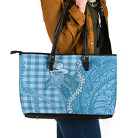 Blue Hawaii Palaka Cowboy Turtle Leather Tote Bag Hawaiian Paniolo Puakenikeni Maile Lei DT05 - Polynesian Pride