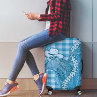 Blue Hawaii Palaka Cowboy Turtle Luggage Cover Hawaiian Paniolo Puakenikeni Maile Lei DT05 - Polynesian Pride