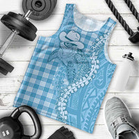 Blue Hawaii Palaka Cowboy Turtle Men Tank Top Hawaiian Paniolo Puakenikeni Maile Lei DT05 - Polynesian Pride
