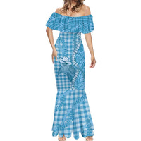 Blue Hawaii Palaka Cowboy Turtle Mermaid Dress Hawaiian Paniolo Puakenikeni Maile Lei DT05 - Polynesian Pride