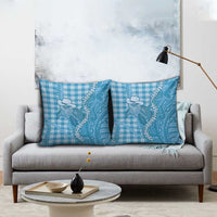 Blue Hawaii Palaka Cowboy Turtle Pillow Cover Hawaiian Paniolo Puakenikeni Maile Lei DT05 - Polynesian Pride