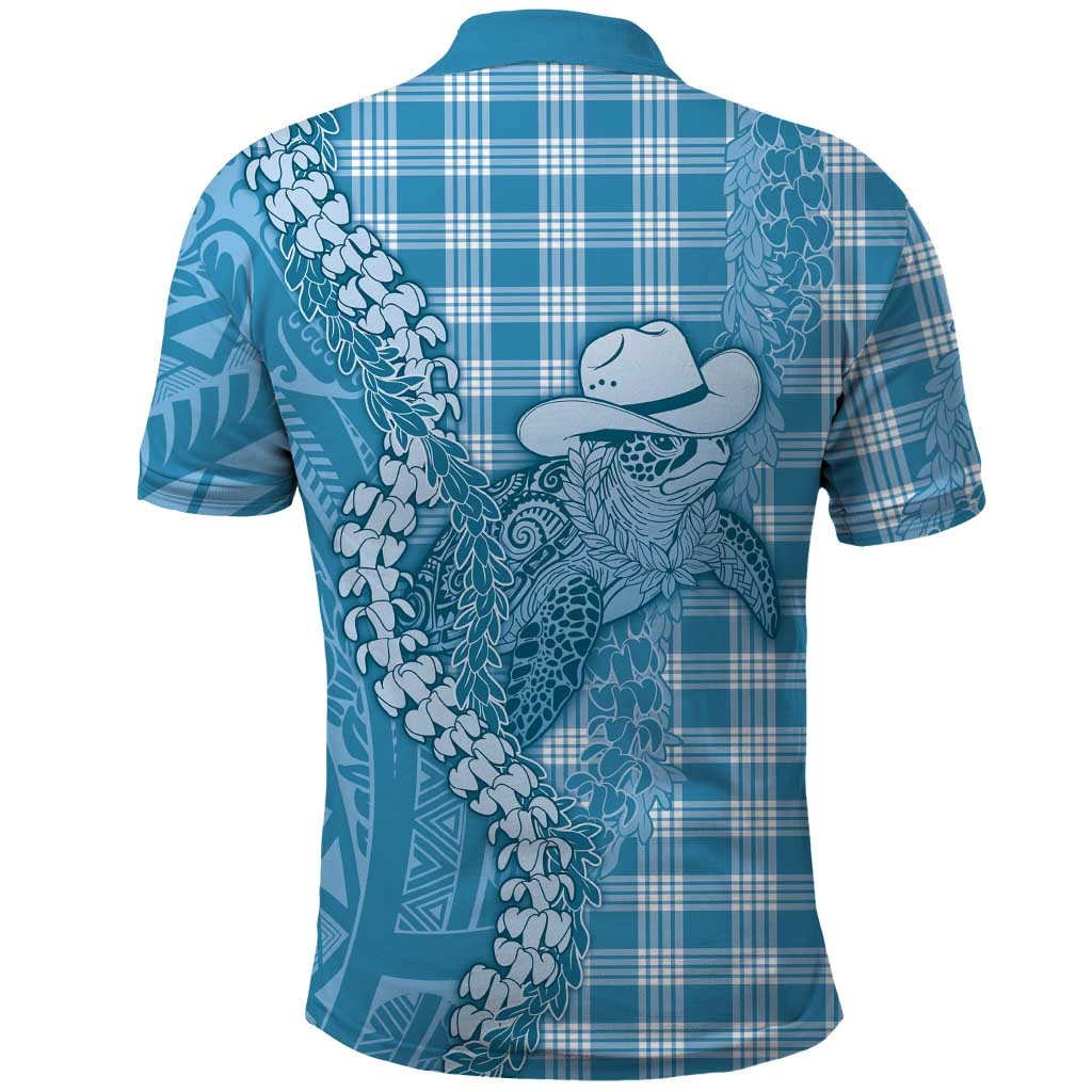 Blue Hawaii Palaka Cowboy Turtle Polo Shirt Hawaiian Paniolo Puakenikeni Maile Lei DT05 - Polynesian Pride