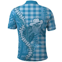 Blue Hawaii Palaka Cowboy Turtle Polo Shirt Hawaiian Paniolo Puakenikeni Maile Lei DT05 - Polynesian Pride