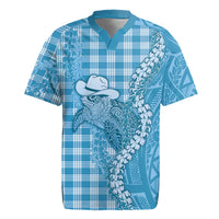 Blue Hawaii Palaka Cowboy Turtle Rugby Jersey Hawaiian Paniolo Puakenikeni Maile Lei DT05 Blue - Polynesian Pride