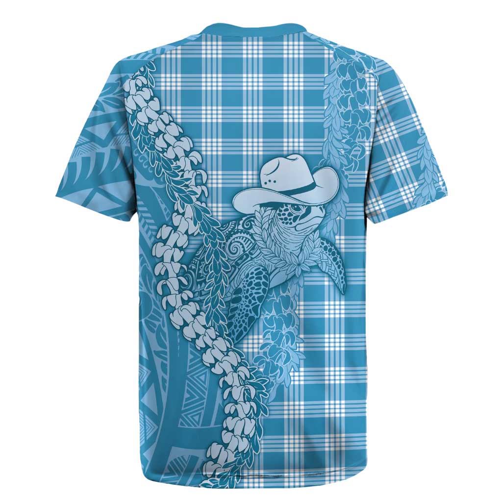 Blue Hawaii Palaka Cowboy Turtle Rugby Jersey Hawaiian Paniolo Puakenikeni Maile Lei DT05 - Polynesian Pride