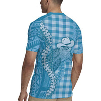 Blue Hawaii Palaka Cowboy Turtle Rugby Jersey Hawaiian Paniolo Puakenikeni Maile Lei DT05 - Polynesian Pride