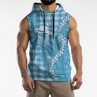 Blue Hawaii Palaka Cowboy Turtle Sleeveless Hoodie Hawaiian Paniolo Puakenikeni Maile Lei DT05 - Polynesian Pride