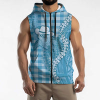 Blue Hawaii Palaka Cowboy Turtle Sleeveless Zip Hoodie Hawaiian Paniolo Puakenikeni Maile Lei DT05 - Polynesian Pride
