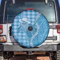 Blue Hawaii Palaka Cowboy Turtle Spare Tire Cover Hawaiian Paniolo Puakenikeni Maile Lei DT05 Blue - Polynesian Pride