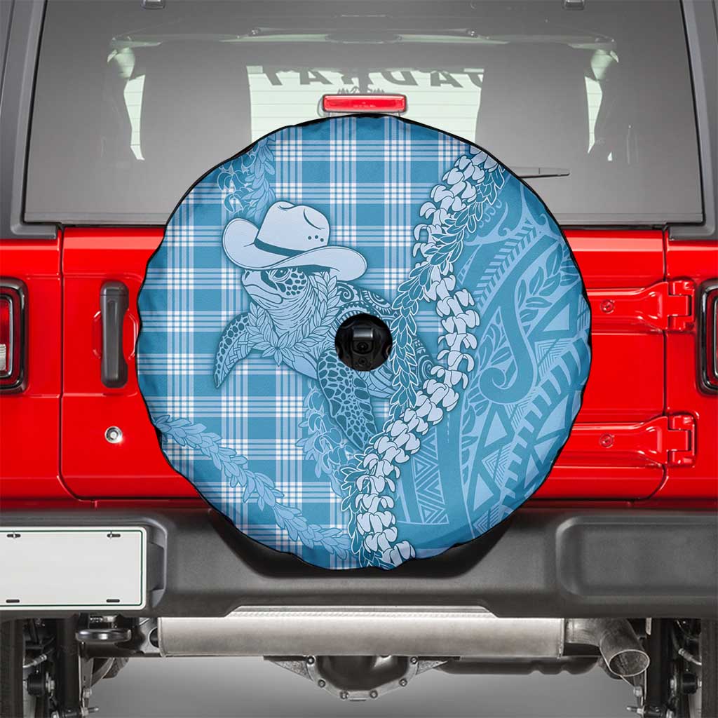 Blue Hawaii Palaka Cowboy Turtle Spare Tire Cover Hawaiian Paniolo Puakenikeni Maile Lei DT05 - Polynesian Pride