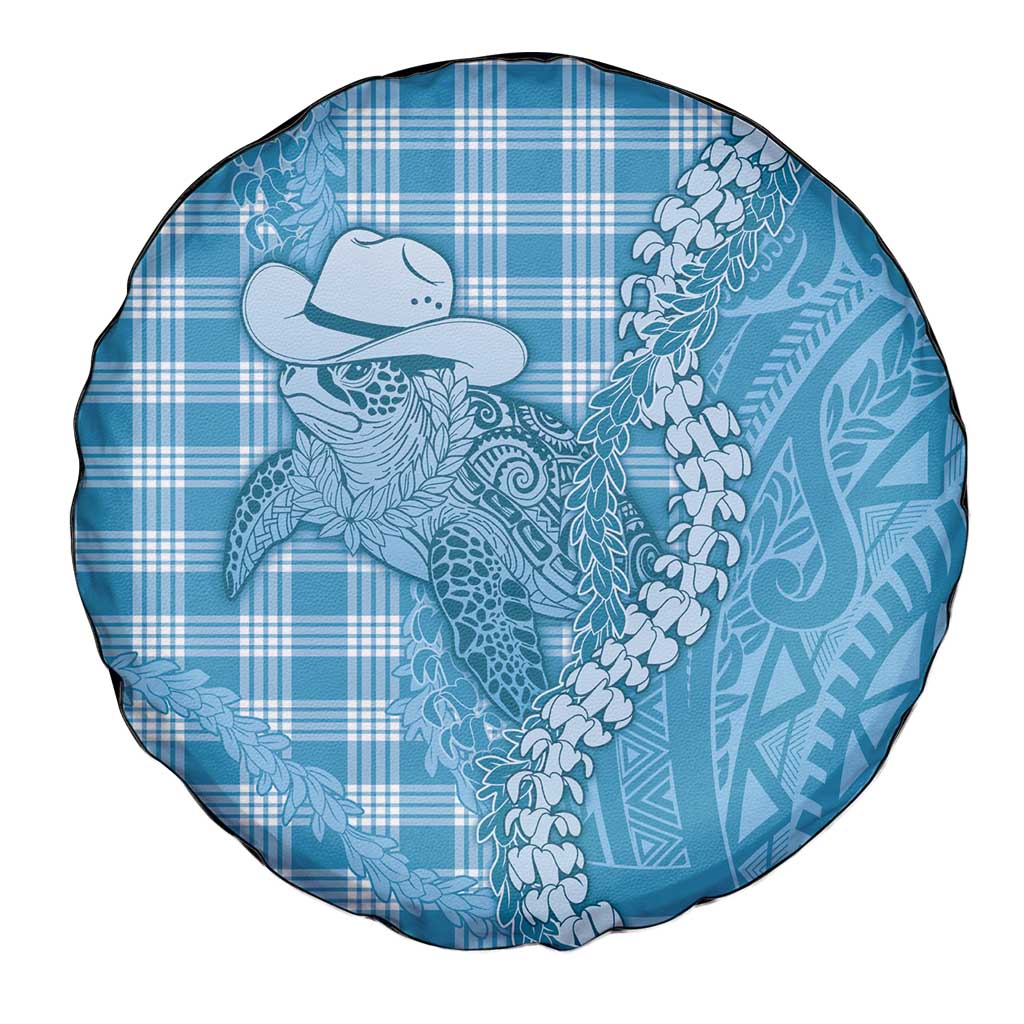 Blue Hawaii Palaka Cowboy Turtle Spare Tire Cover Hawaiian Paniolo Puakenikeni Maile Lei DT05 - Polynesian Pride
