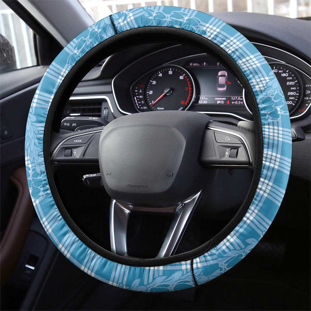 Blue Hawaii Palaka Cowboy Turtle Steering Wheel Cover Hawaiian Paniolo Puakenikeni Maile Lei DT05 - Polynesian Pride