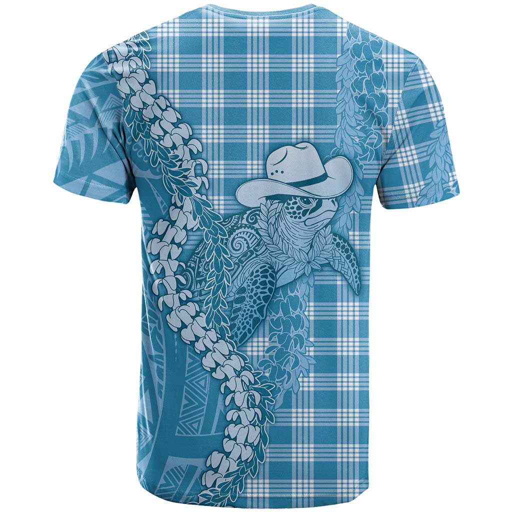 Blue Hawaii Palaka Cowboy Turtle T Shirt Hawaiian Paniolo Puakenikeni Maile Lei DT05 - Polynesian Pride