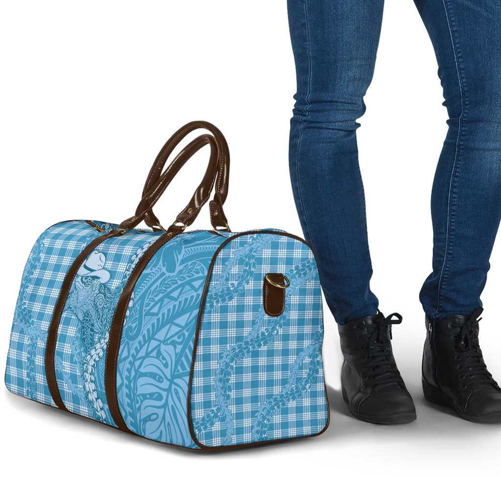 Blue Hawaii Palaka Cowboy Turtle Travel Bag Hawaiian Paniolo Puakenikeni Maile Lei DT05 - Polynesian Pride
