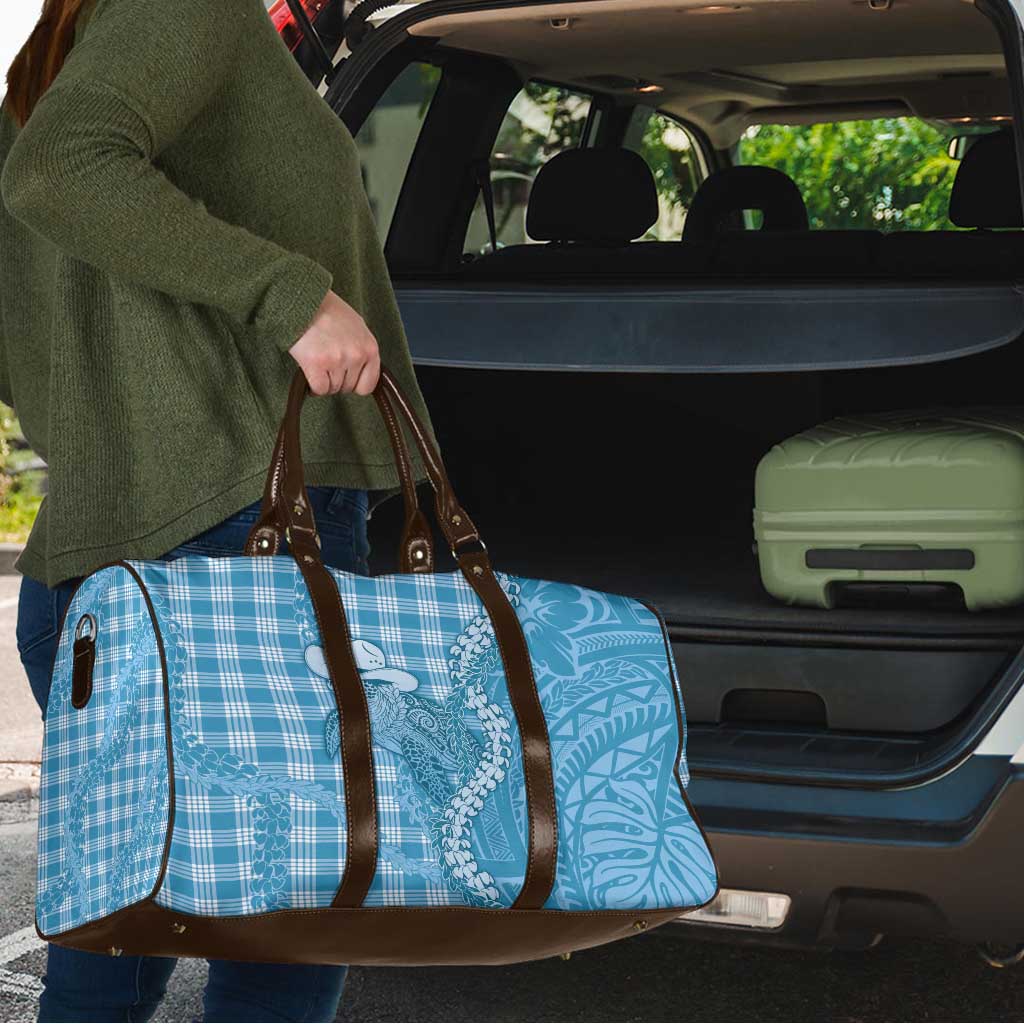Blue Hawaii Palaka Cowboy Turtle Travel Bag Hawaiian Paniolo Puakenikeni Maile Lei DT05 - Polynesian Pride