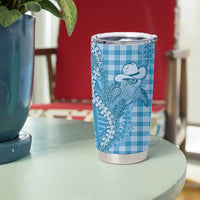 Blue Hawaii Palaka Cowboy Turtle Tumbler Cup Hawaiian Paniolo Puakenikeni Maile Lei DT05 - Polynesian Pride