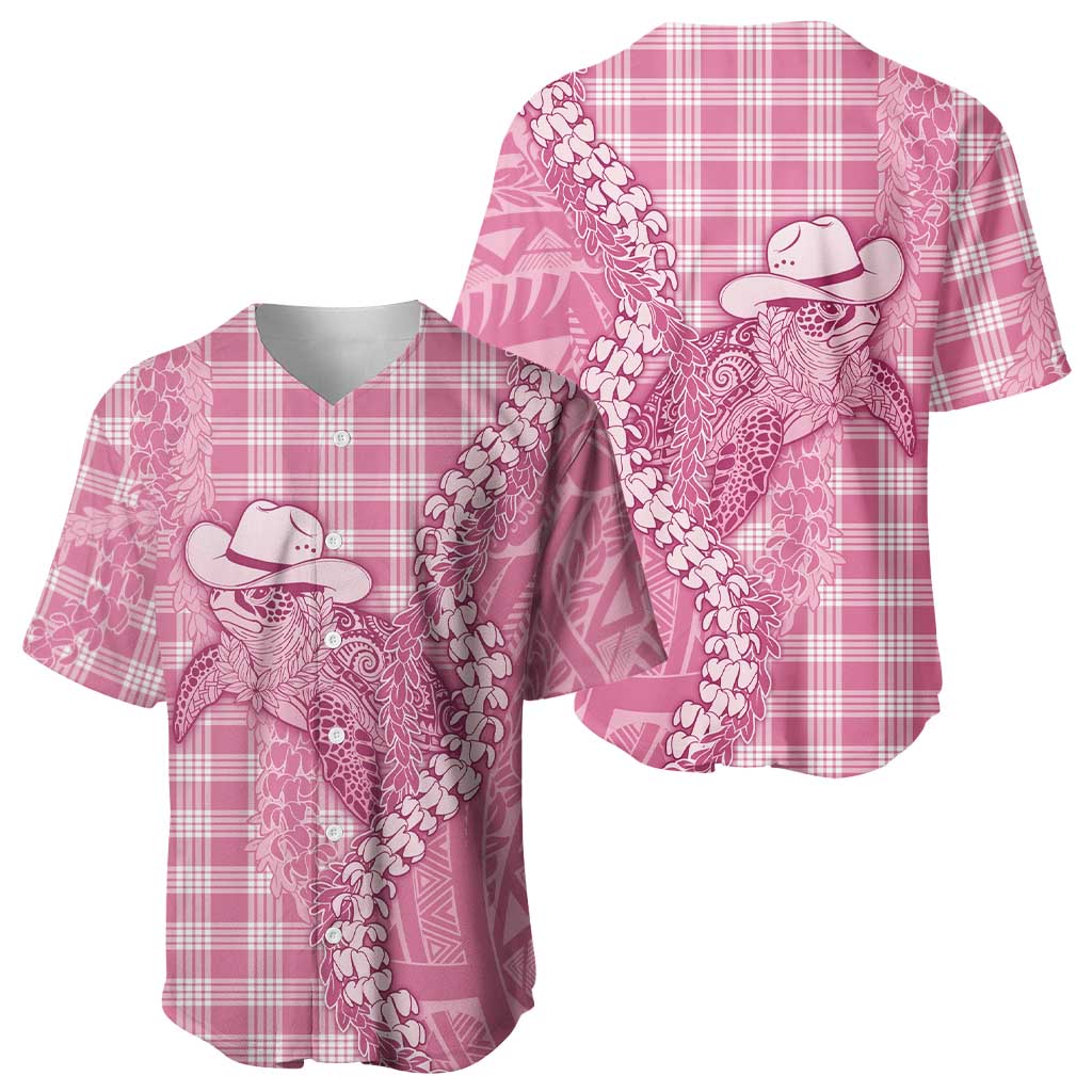 Pink Hawaii Palaka Cowboy Turtle Baseball Jersey Hawaiian Paniolo Puakenikeni Maile Lei DT05 - Polynesian Pride