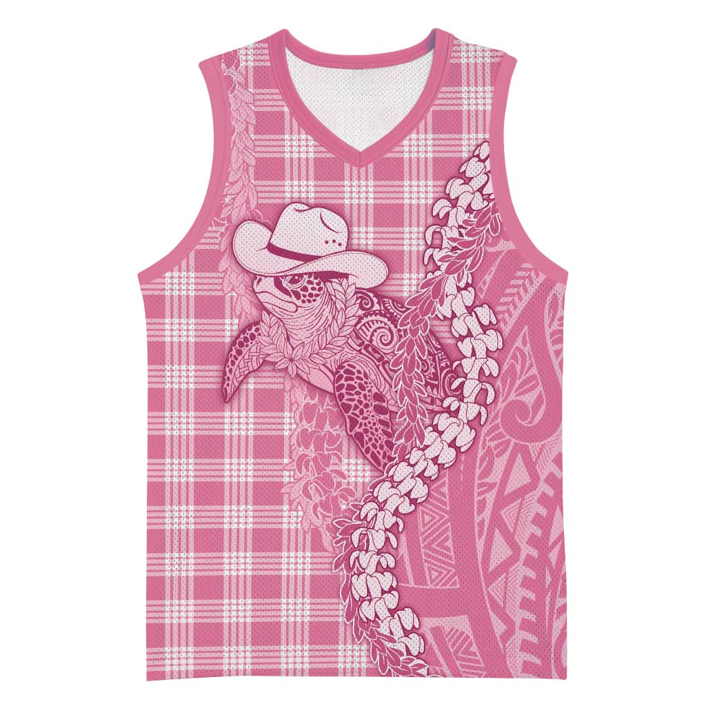 Pink Hawaii Palaka Cowboy Turtle Basketball Jersey Hawaiian Paniolo Puakenikeni Maile Lei DT05 Unisex Pink - Polynesian Pride