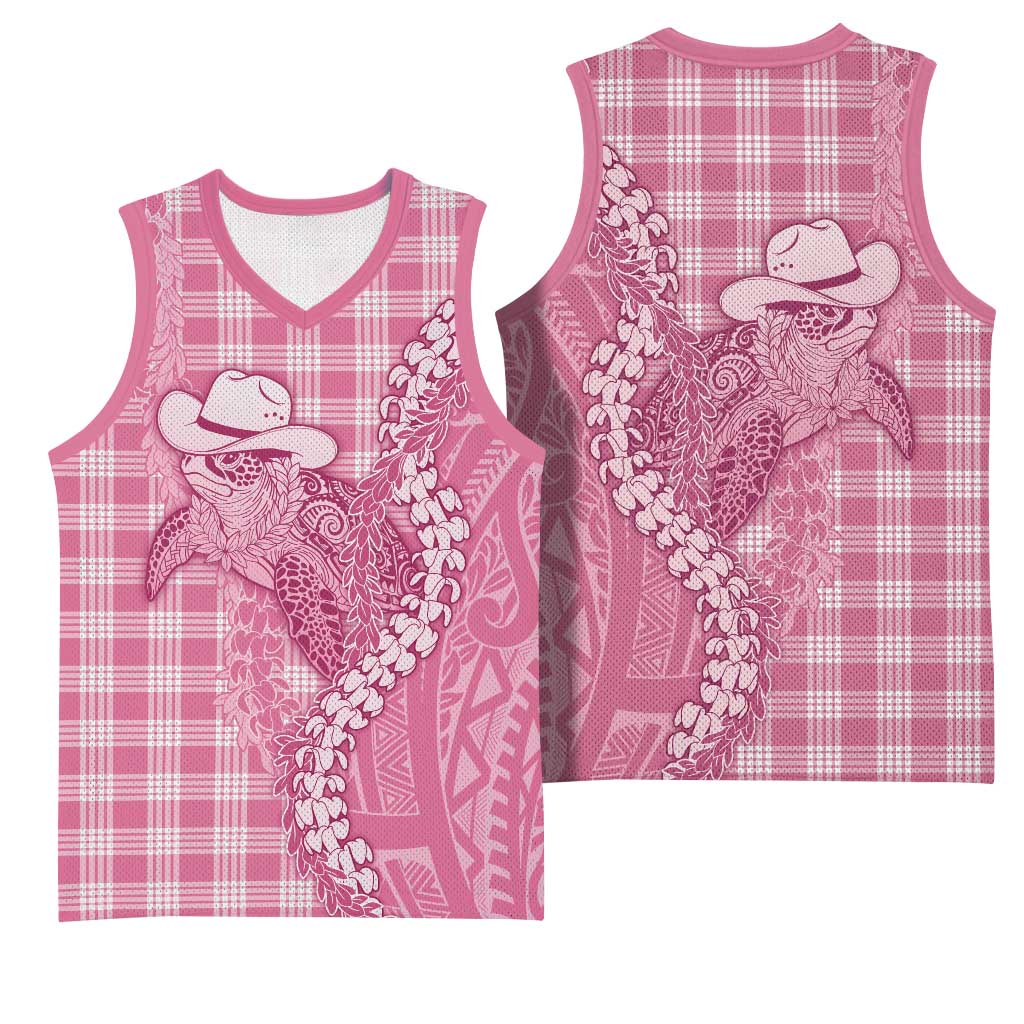 Pink Hawaii Palaka Cowboy Turtle Basketball Jersey Hawaiian Paniolo Puakenikeni Maile Lei DT05 - Polynesian Pride