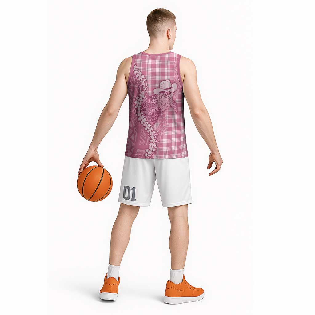 Pink Hawaii Palaka Cowboy Turtle Basketball Jersey Hawaiian Paniolo Puakenikeni Maile Lei DT05 - Polynesian Pride