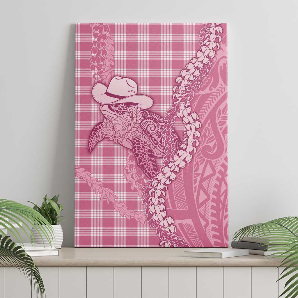 Pink Hawaii Palaka Cowboy Turtle Canvas Wall Art Hawaiian Paniolo Puakenikeni Maile Lei DT05 - Polynesian Pride