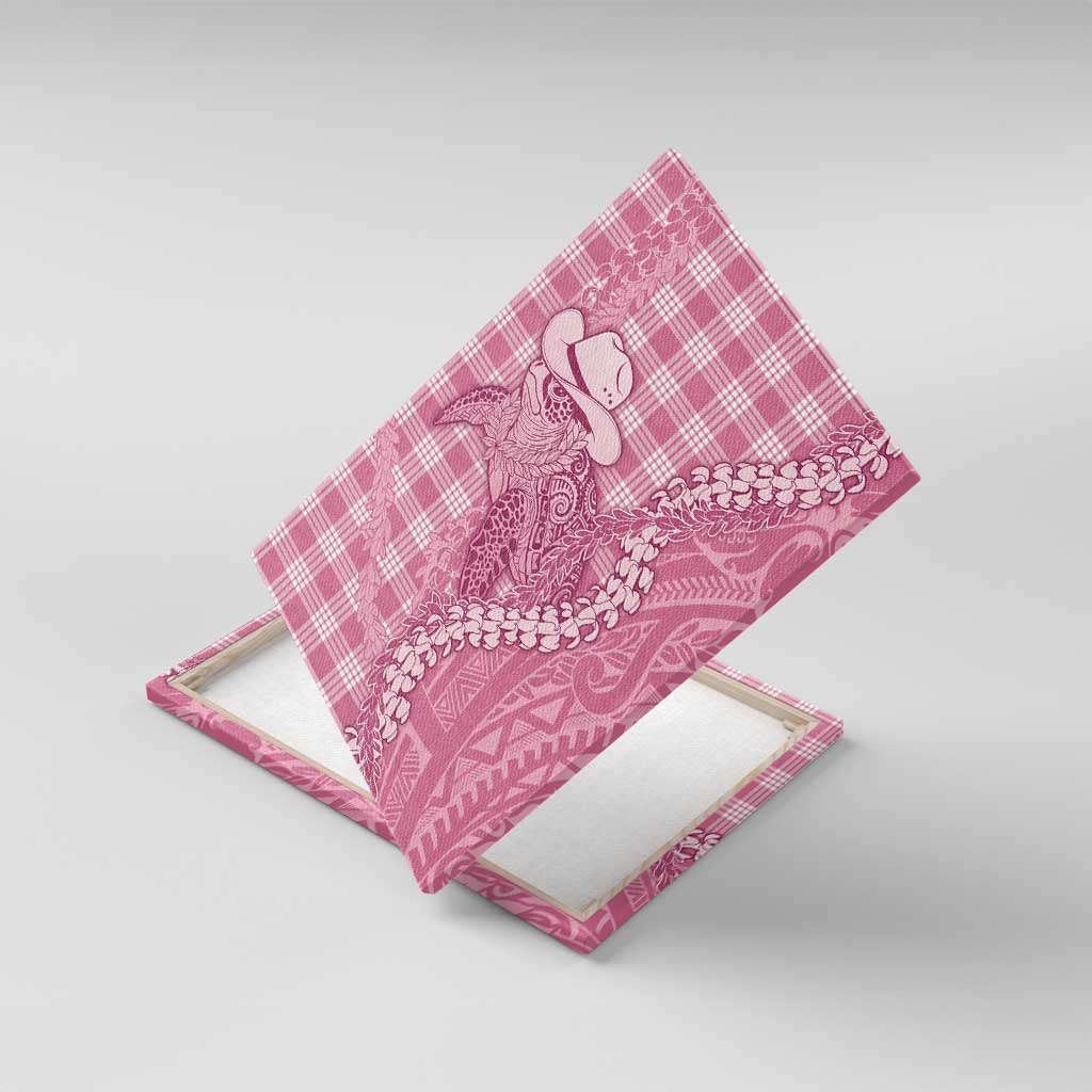 Pink Hawaii Palaka Cowboy Turtle Canvas Wall Art Hawaiian Paniolo Puakenikeni Maile Lei DT05 With Frame Pink - Polynesian Pride