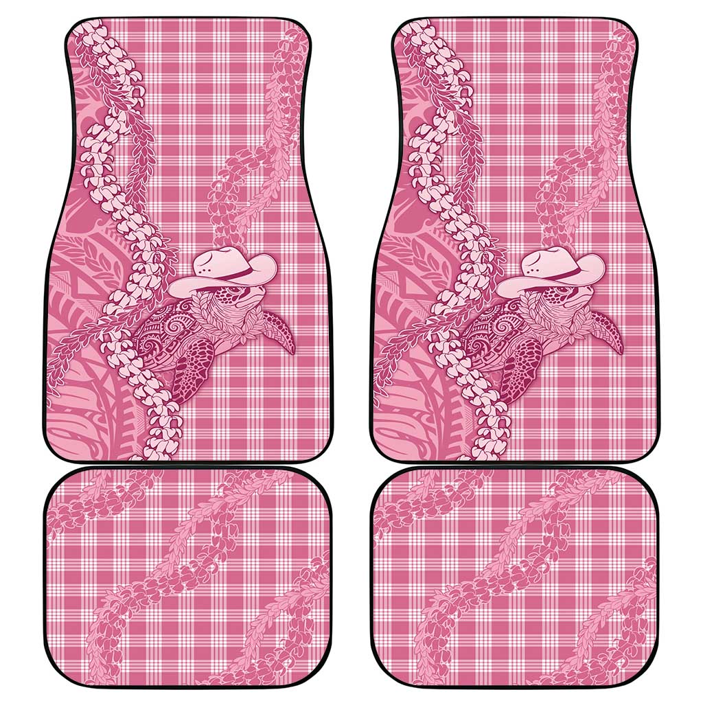 Pink Hawaii Palaka Cowboy Turtle Car Mats Hawaiian Paniolo Puakenikeni Maile Lei DT05 - Polynesian Pride