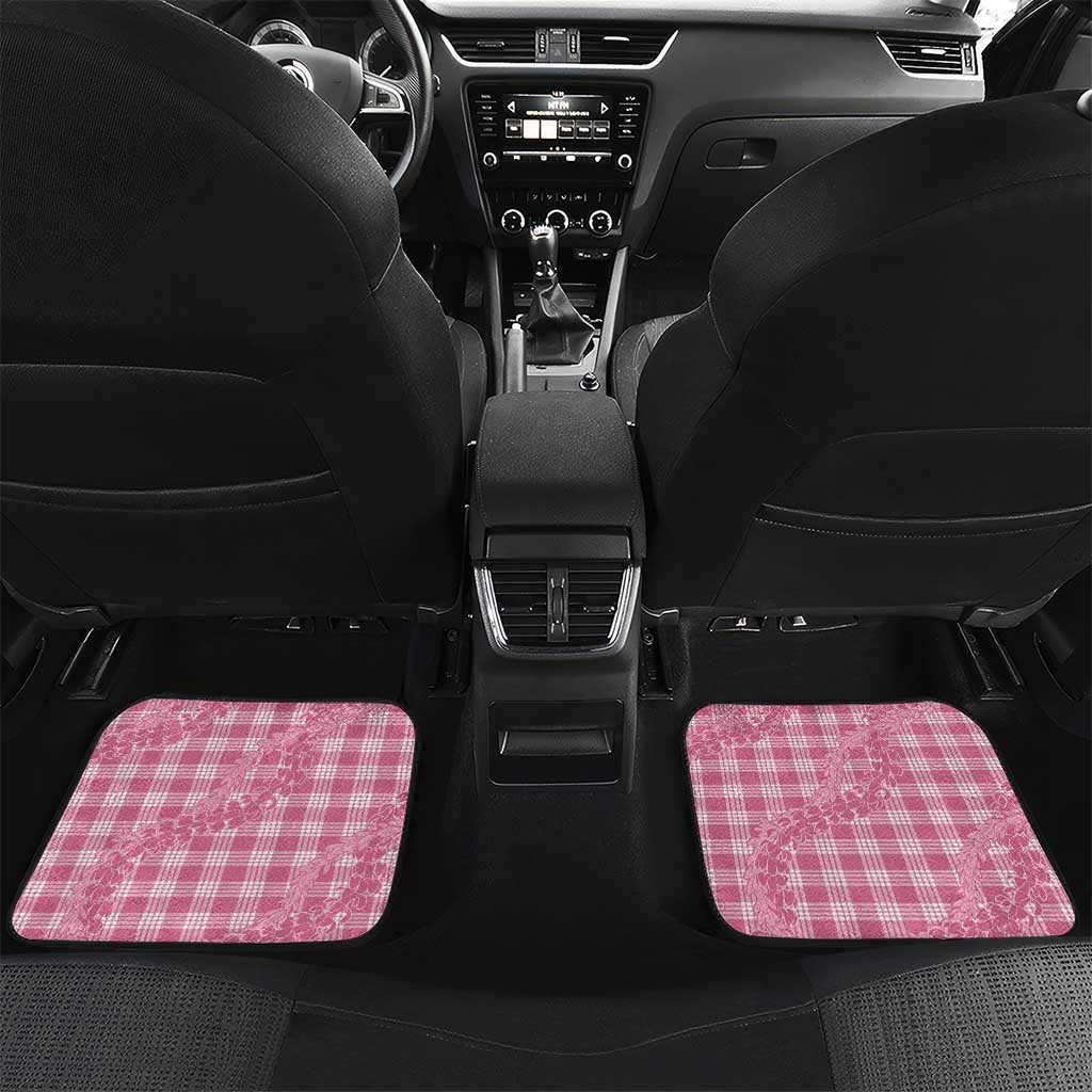 Pink Hawaii Palaka Cowboy Turtle Car Mats Hawaiian Paniolo Puakenikeni Maile Lei DT05 Set 2pcs - Back Pink - Polynesian Pride