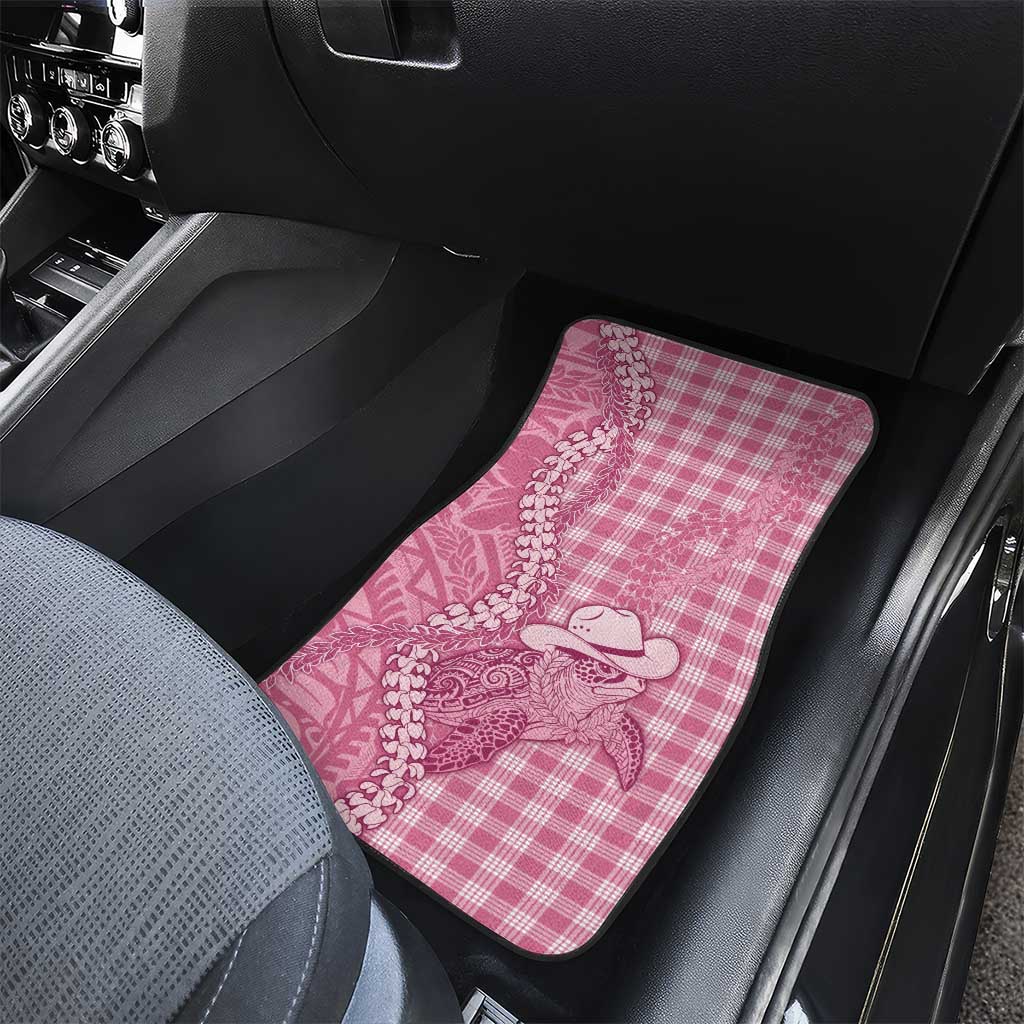 Pink Hawaii Palaka Cowboy Turtle Car Mats Hawaiian Paniolo Puakenikeni Maile Lei DT05 - Polynesian Pride