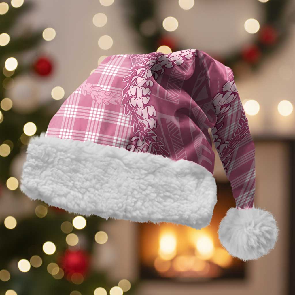 Pink Hawaii Palaka Cowboy Turtle Christmas Santa Hat Hawaiian Paniolo Puakenikeni Maile Lei DT05 With Fur Pink - Polynesian Pride