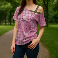 Pink Hawaii Palaka Cowboy Turtle Cross Shoulder Shirt Hawaiian Paniolo Puakenikeni Maile Lei DT05 - Polynesian Pride