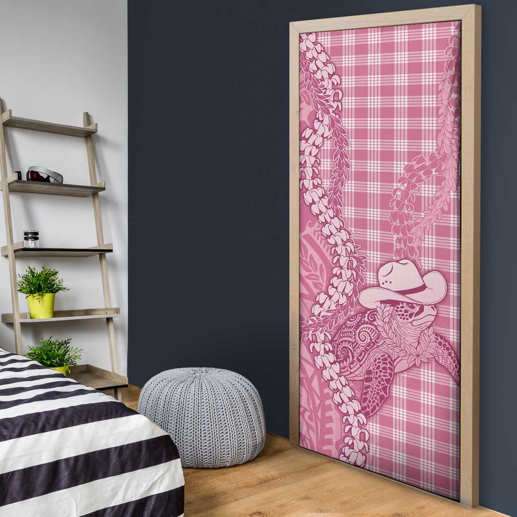 Pink Hawaii Palaka Cowboy Turtle Door Cover Hawaiian Paniolo Puakenikeni Maile Lei DT05 - Polynesian Pride