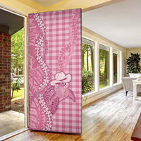 Pink Hawaii Palaka Cowboy Turtle Door Cover Hawaiian Paniolo Puakenikeni Maile Lei DT05 - Polynesian Pride
