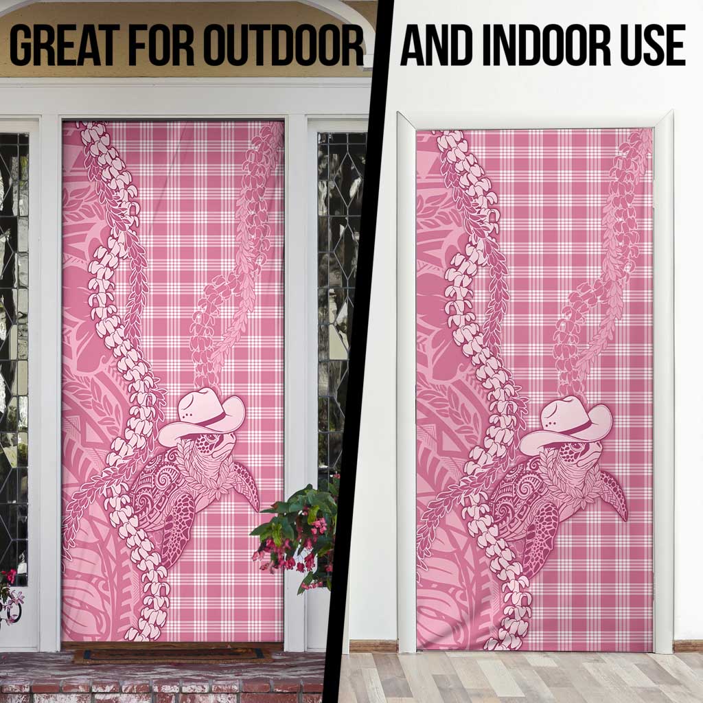Pink Hawaii Palaka Cowboy Turtle Door Cover Hawaiian Paniolo Puakenikeni Maile Lei DT05 - Polynesian Pride