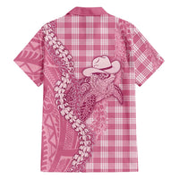Pink Hawaii Palaka Cowboy Turtle Family Matching Short Sleeve Bodycon Dress and Hawaiian Shirt Hawaiian Paniolo Puakenikeni Maile Lei DT05 - Polynesian Pride