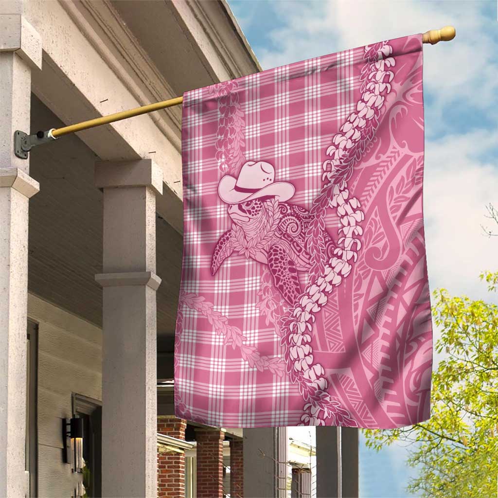 Pink Hawaii Palaka Cowboy Turtle Garden Flag Hawaiian Paniolo Puakenikeni Maile Lei DT05 House Flag Pink - Polynesian Pride