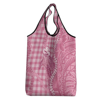 Pink Hawaii Palaka Cowboy Turtle Grocery Bag Hawaiian Paniolo Puakenikeni Maile Lei DT05 - Polynesian Pride