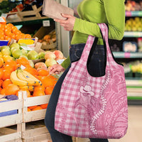 Pink Hawaii Palaka Cowboy Turtle Grocery Bag Hawaiian Paniolo Puakenikeni Maile Lei DT05 - Polynesian Pride