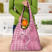 Pink Hawaii Palaka Cowboy Turtle Grocery Bag Hawaiian Paniolo Puakenikeni Maile Lei DT05 - Polynesian Pride