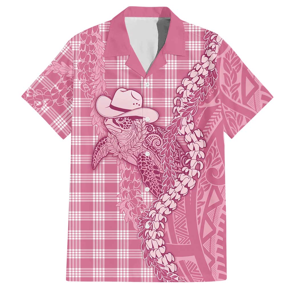 Pink Hawaii Palaka Cowboy Turtle Hawaiian Shirt Hawaiian Paniolo Puakenikeni Maile Lei DT05 Pink - Polynesian Pride