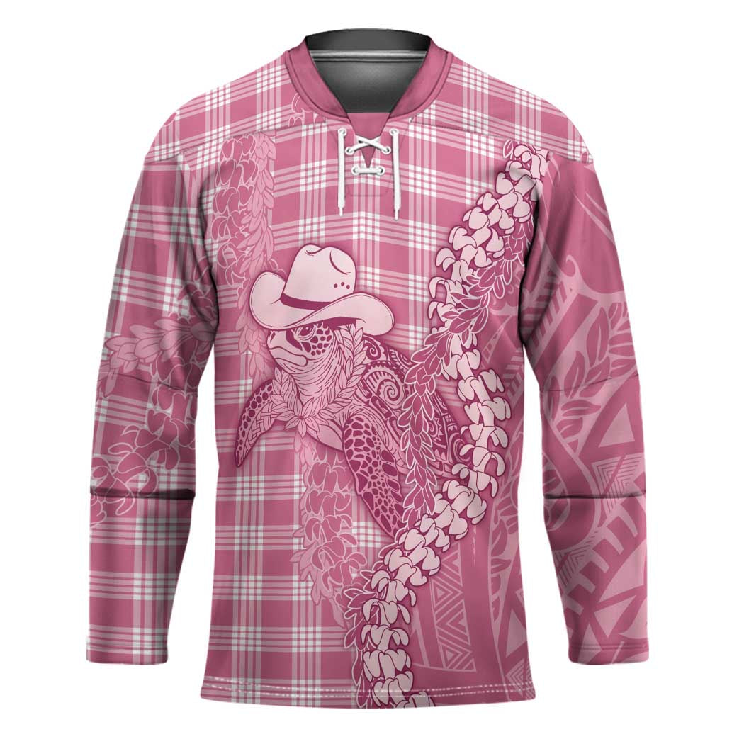 Pink Hawaii Palaka Cowboy Turtle Hockey Jersey Hawaiian Paniolo Puakenikeni Maile Lei DT05 Unisex Pink - Polynesian Pride