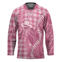 Pink Hawaii Palaka Cowboy Turtle Hockey Jersey Hawaiian Paniolo Puakenikeni Maile Lei DT05 Unisex Pink - Polynesian Pride