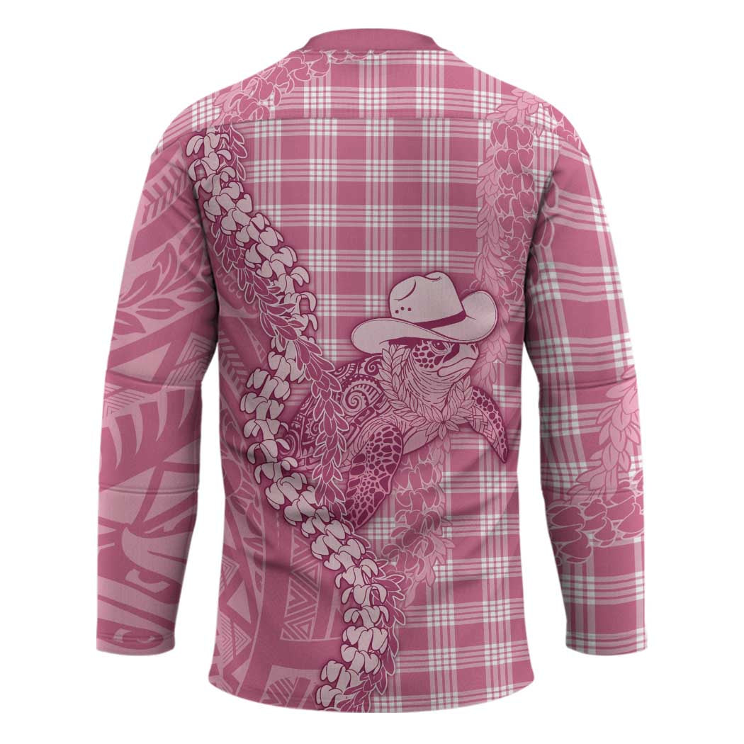 Pink Hawaii Palaka Cowboy Turtle Hockey Jersey Hawaiian Paniolo Puakenikeni Maile Lei DT05 - Polynesian Pride