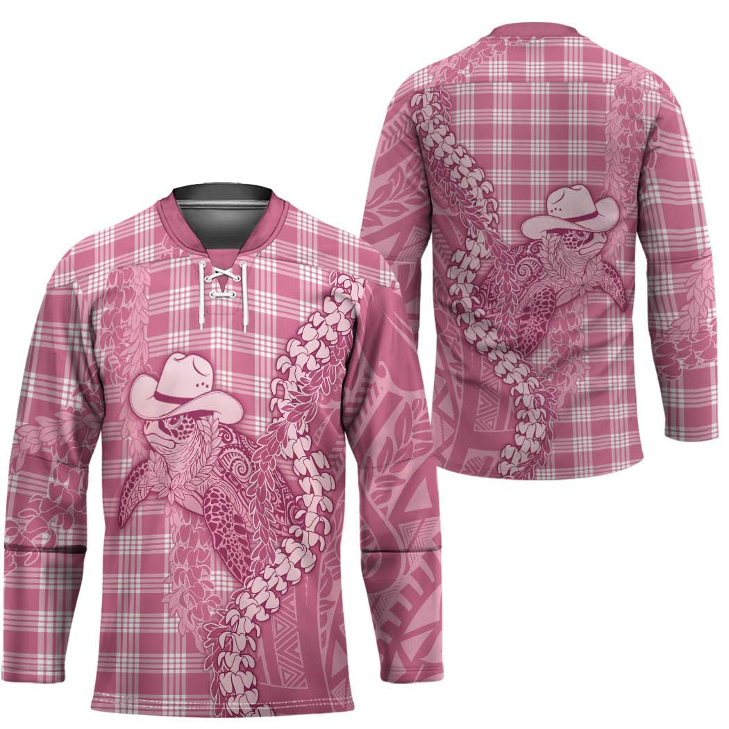 Pink Hawaii Palaka Cowboy Turtle Hockey Jersey Hawaiian Paniolo Puakenikeni Maile Lei DT05 - Polynesian Pride