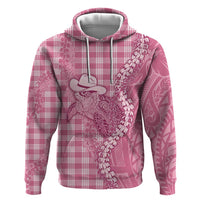 Pink Hawaii Palaka Cowboy Turtle Hoodie Hawaiian Paniolo Puakenikeni Maile Lei DT05 Pullover Hoodie Pink - Polynesian Pride