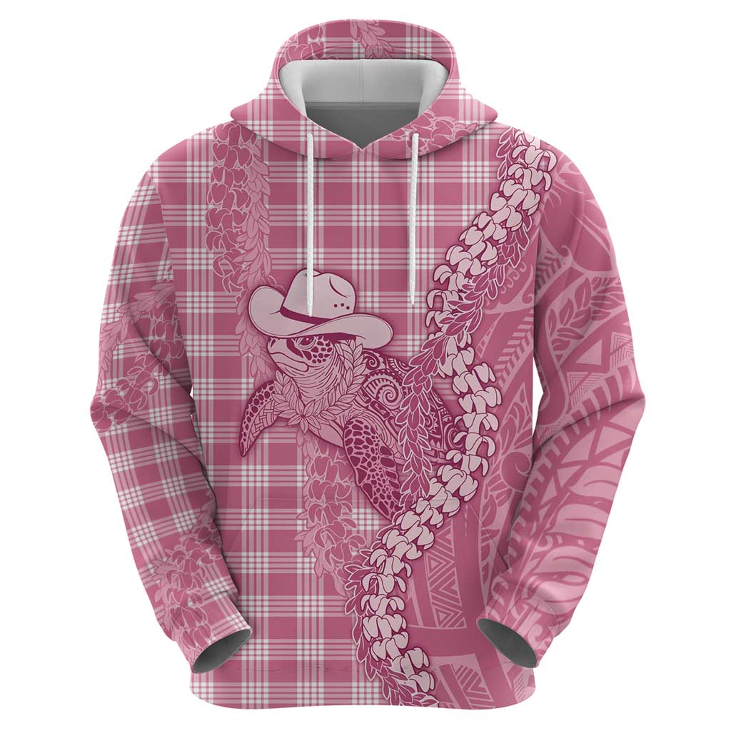 Pink Hawaii Palaka Cowboy Turtle Hoodie Hawaiian Paniolo Puakenikeni Maile Lei DT05 - Polynesian Pride
