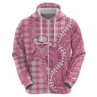 Pink Hawaii Palaka Cowboy Turtle Hoodie Hawaiian Paniolo Puakenikeni Maile Lei DT05 - Polynesian Pride