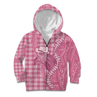 Pink Hawaii Palaka Cowboy Turtle Kid Hoodie Hawaiian Paniolo Puakenikeni Maile Lei - Polynesian Pride