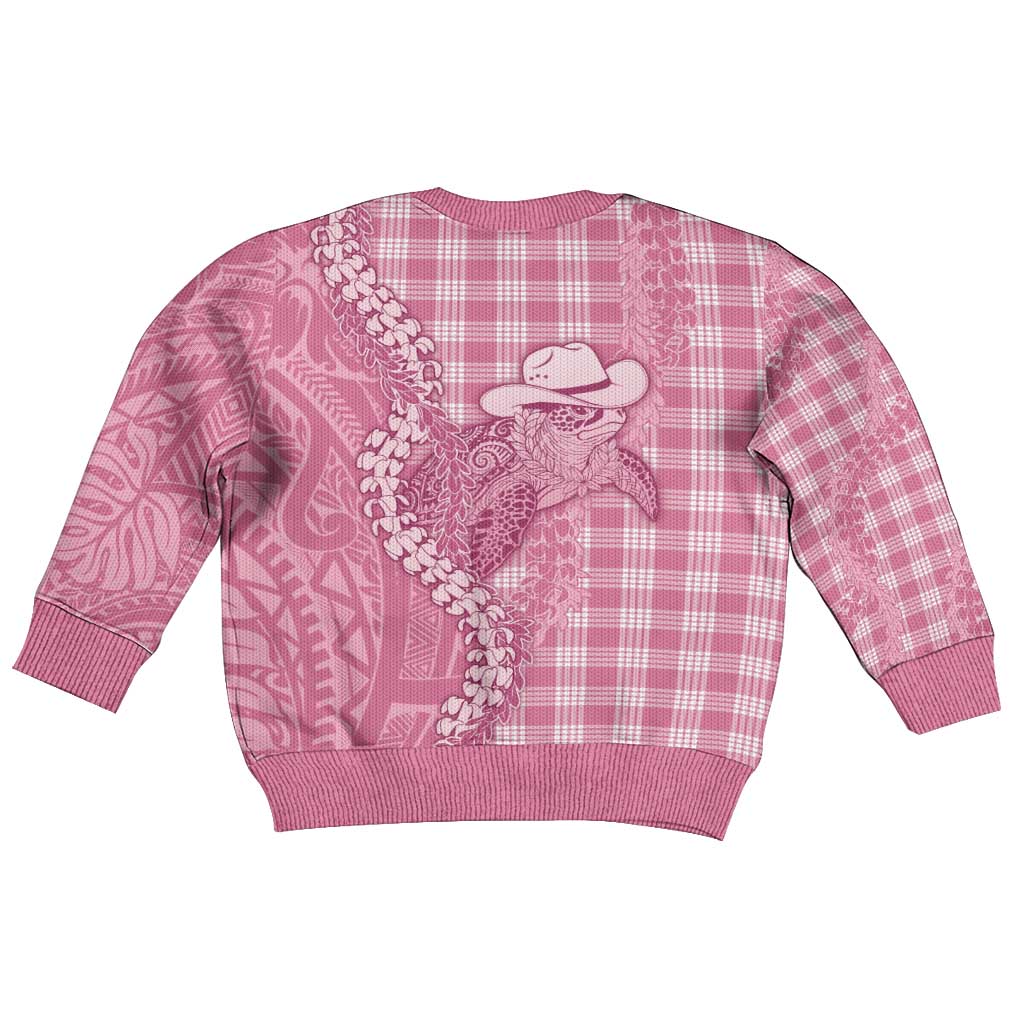 Pink Hawaii Palaka Cowboy Turtle Kid Ugly Christmas Sweater Hawaiian Paniolo Puakenikeni Maile Lei DT05 - Polynesian Pride